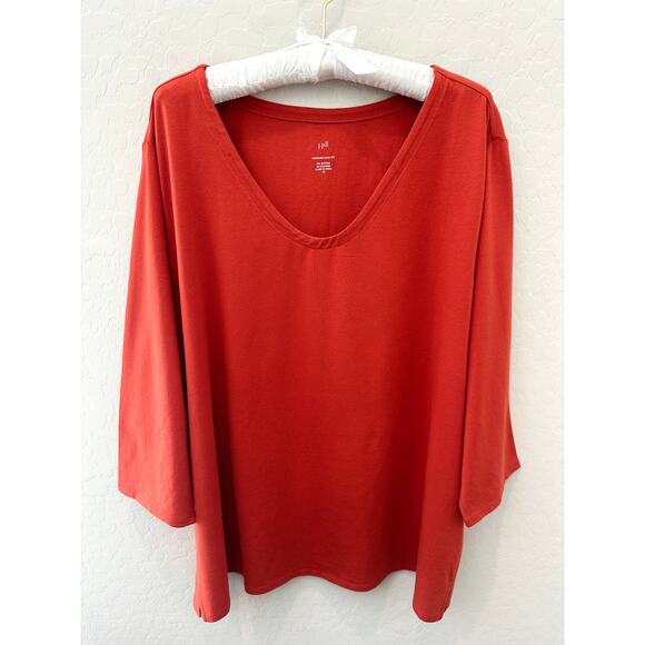 J.JILL | Forward-Seam Tee Orange Cotton Stretch Relaxed Fit Top | 3X - Picture 1 of 6
